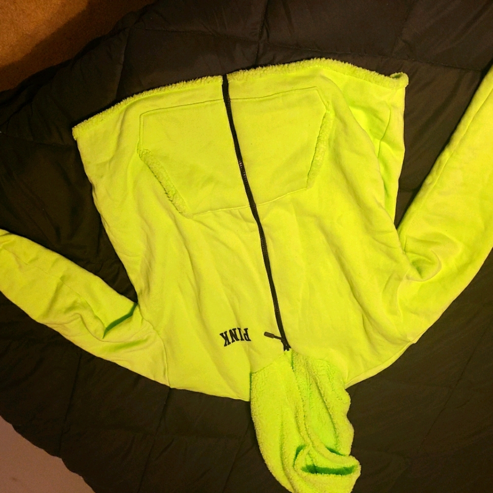 Pink jacket. Sorry the pics are upside down!